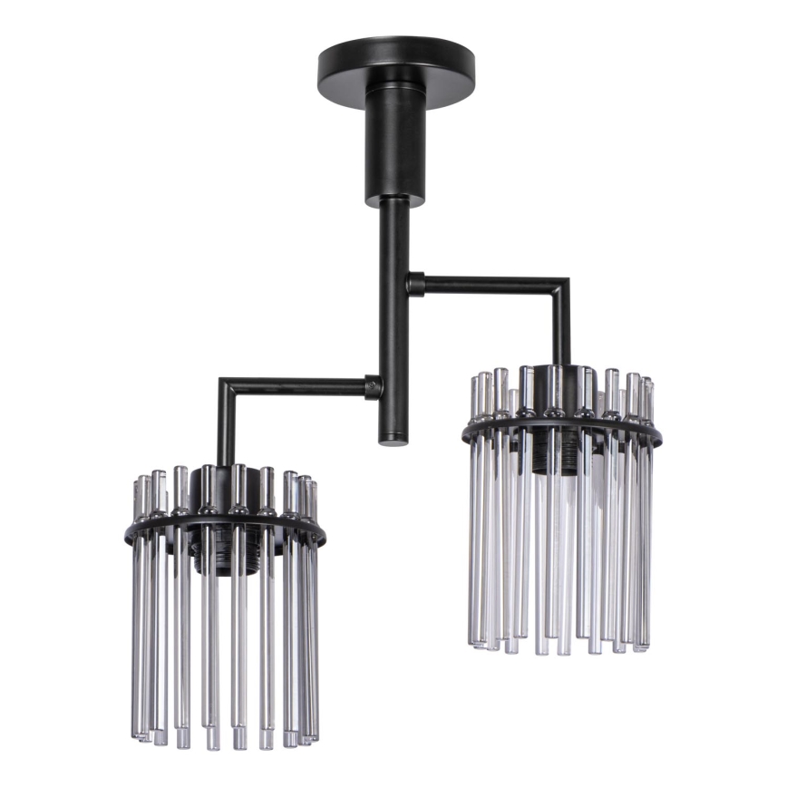Lampadario a sospensione con supporto rigido 2xE27/60W/230V nero/fumé