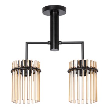 Lampadario a sospensione con supporto rigido 2xE27/60W/230V nero/fumé