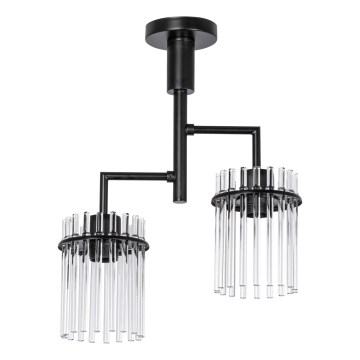 Lampadario a sospensione con supporto rigido 2xE27/60W/230V nero/limpido