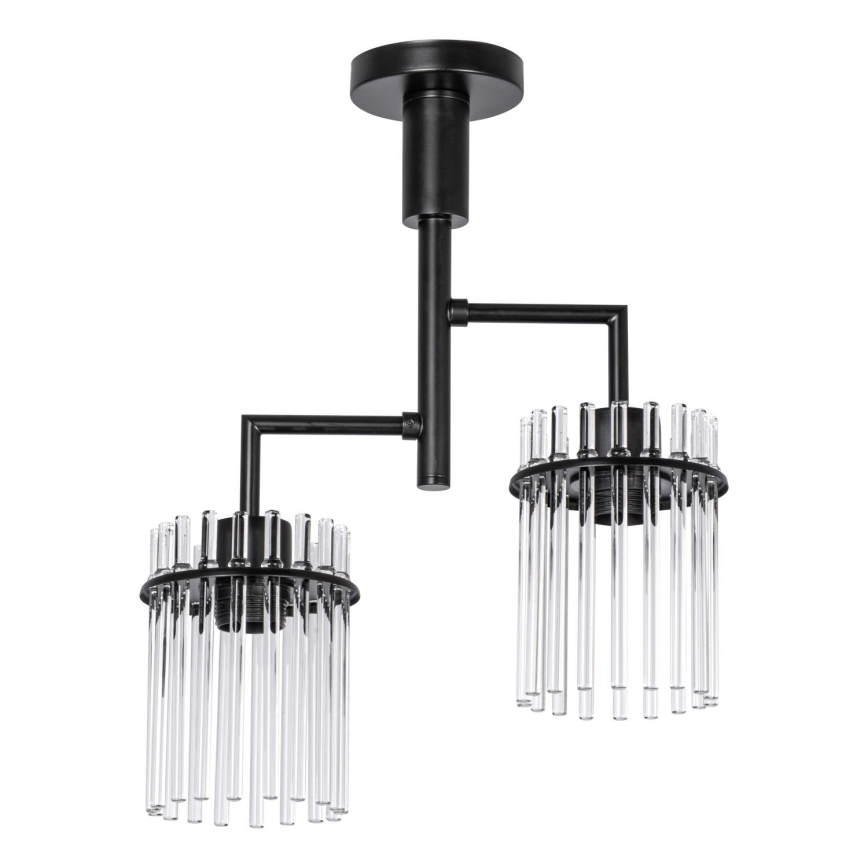 Lampadario a sospensione con supporto rigido 2xE27/60W/230V nero/limpido