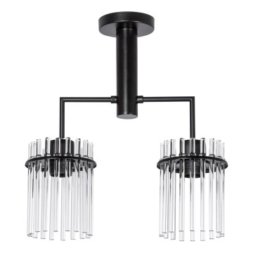 Lampadario a sospensione con supporto rigido 2xE27/60W/230V nero/limpido