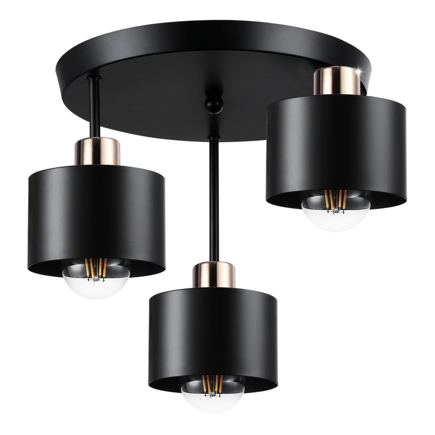 Lampadario a sospensione con supporto rigido 3xE27/35W/230V diametro 30 cm nero/oro