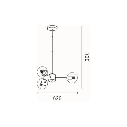 Lampadario a sospensione con supporto rigido 3xE27/40W/230V ottone