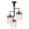 Lampadario a sospensione con supporto rigido 3xE27/60W/230V nero/beige
