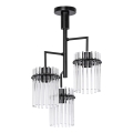 Lampadario a sospensione con supporto rigido 3xE27/60W/230V nero/limpido