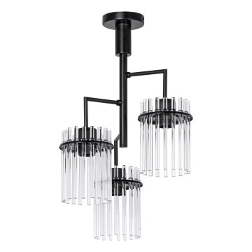 Lampadario a sospensione con supporto rigido 3xE27/60W/230V nero/limpido
