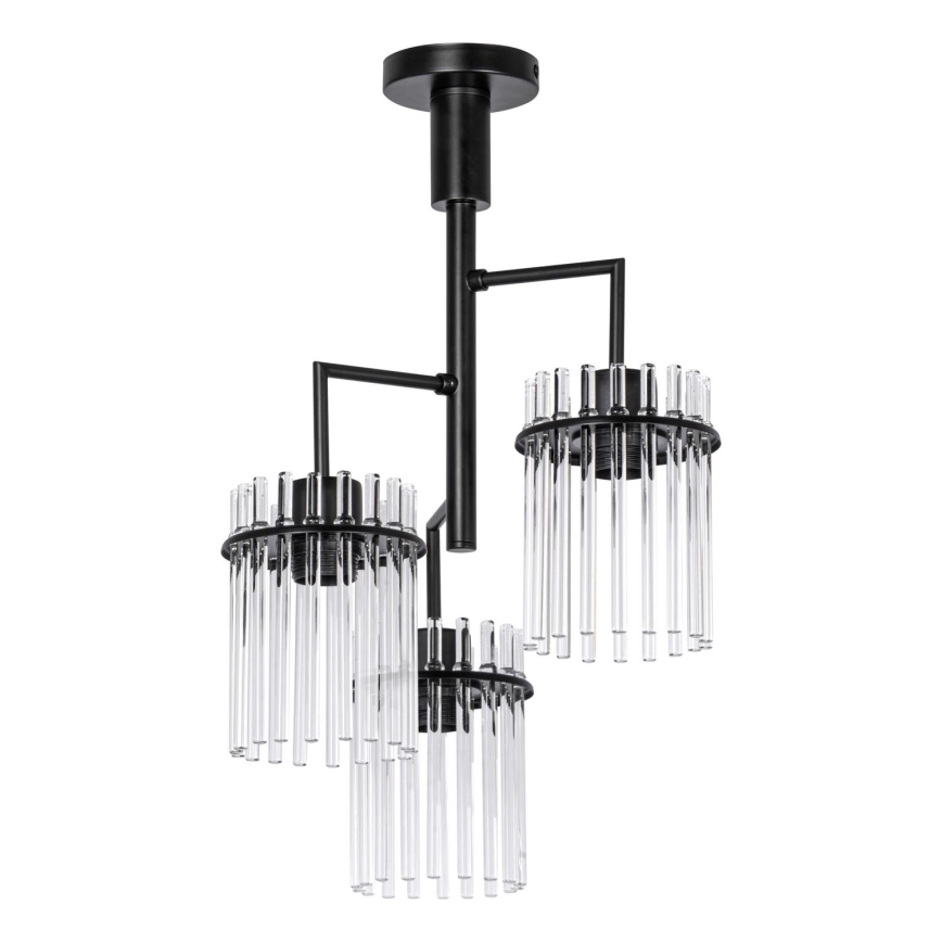 Lampadario a sospensione con supporto rigido 3xE27/60W/230V nero/limpido