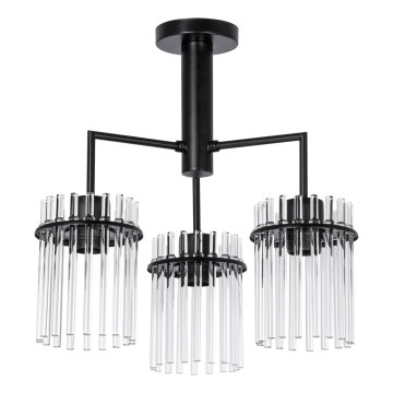 Lampadario a sospensione con supporto rigido 3xE27/60W/230V nero/limpido