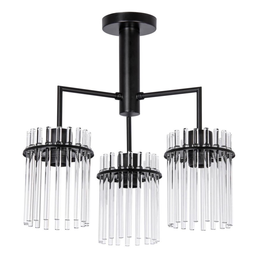 Lampadario a sospensione con supporto rigido 3xE27/60W/230V nero/limpido