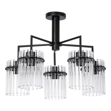 Lampadario a sospensione con supporto rigido 5xE27/60W/230V nero/limpido