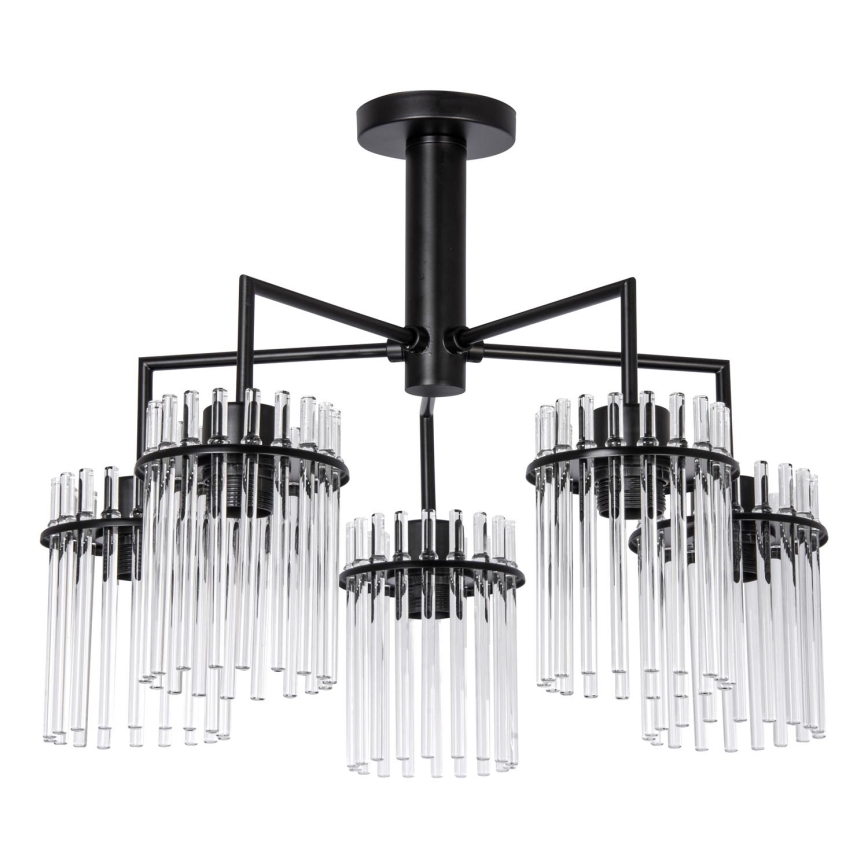 Lampadario a sospensione con supporto rigido 5xE27/60W/230V nero/limpido