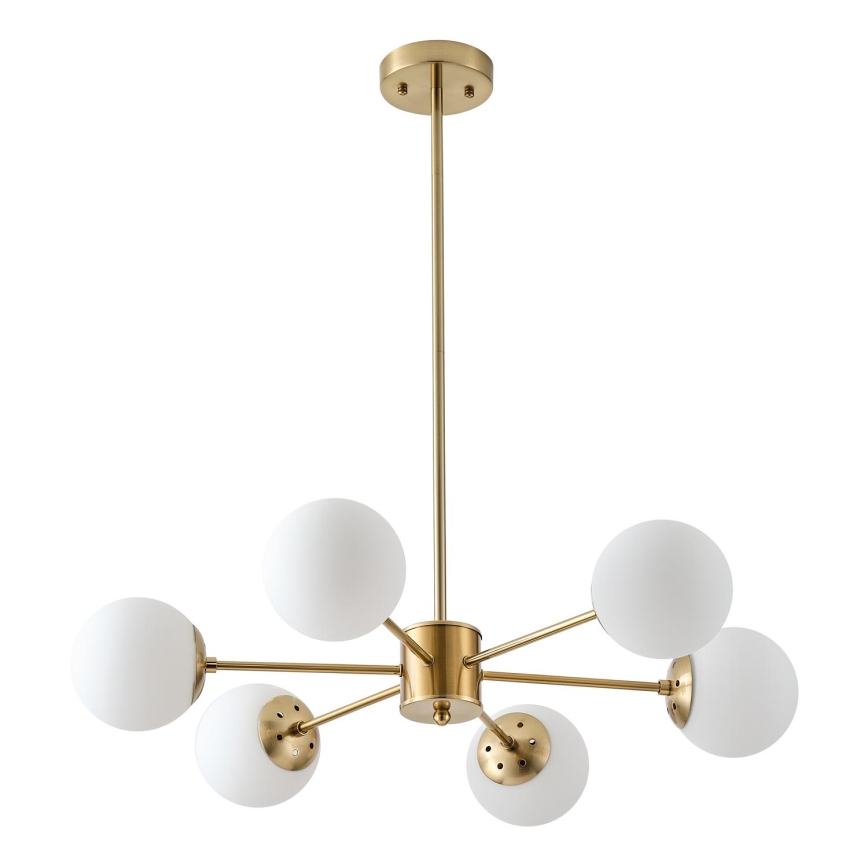Lampadario a sospensione con supporto rigido 6xE27/40W/230V ottone