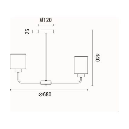 Lampadario a sospensione con supporto rigido 6xE27/60W/230V