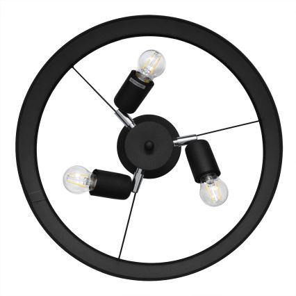 Lampadario a sospensione con supporto rigido ALBA 3xE27/15W/230V nero