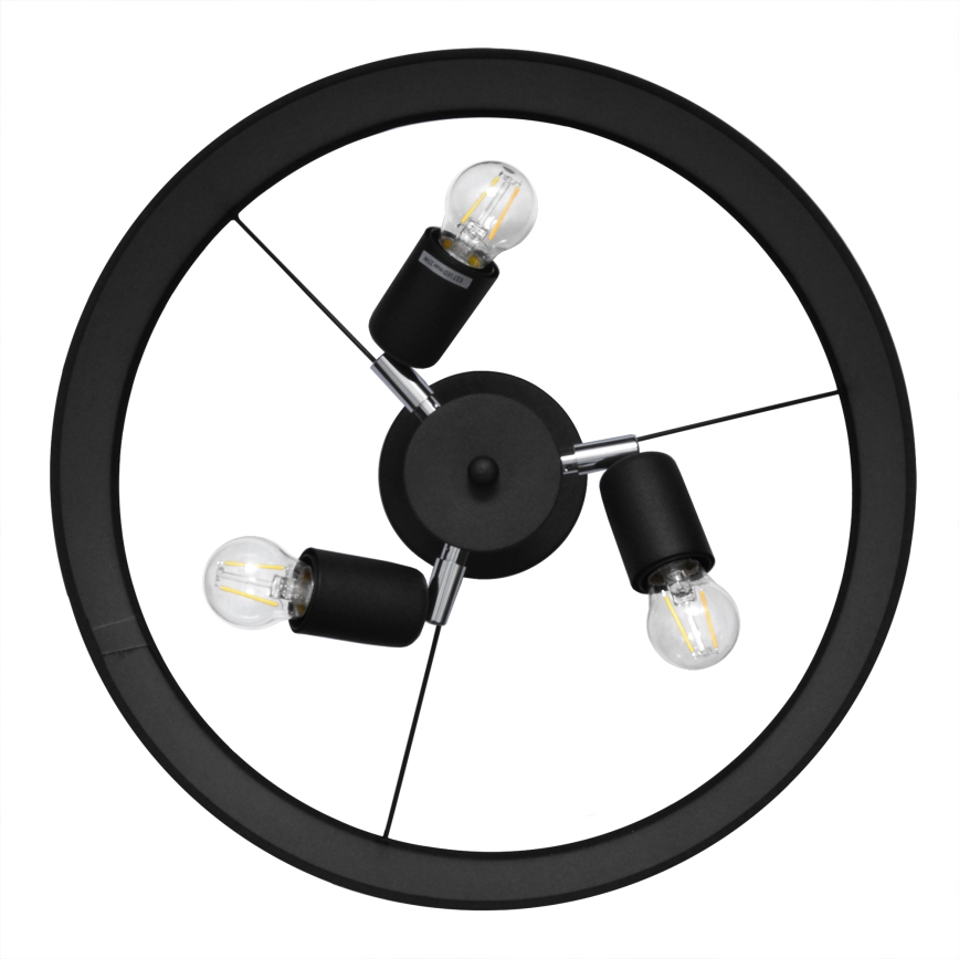 Lampadario a sospensione con supporto rigido ALBA 3xE27/15W/230V nero