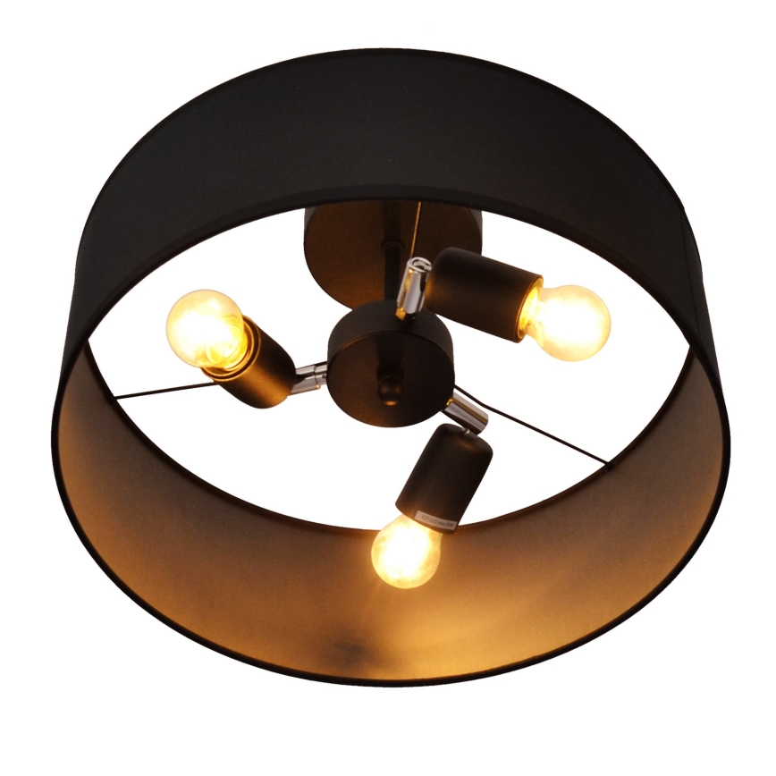 Lampadario a sospensione con supporto rigido ALBA 3xE27/15W/230V nero