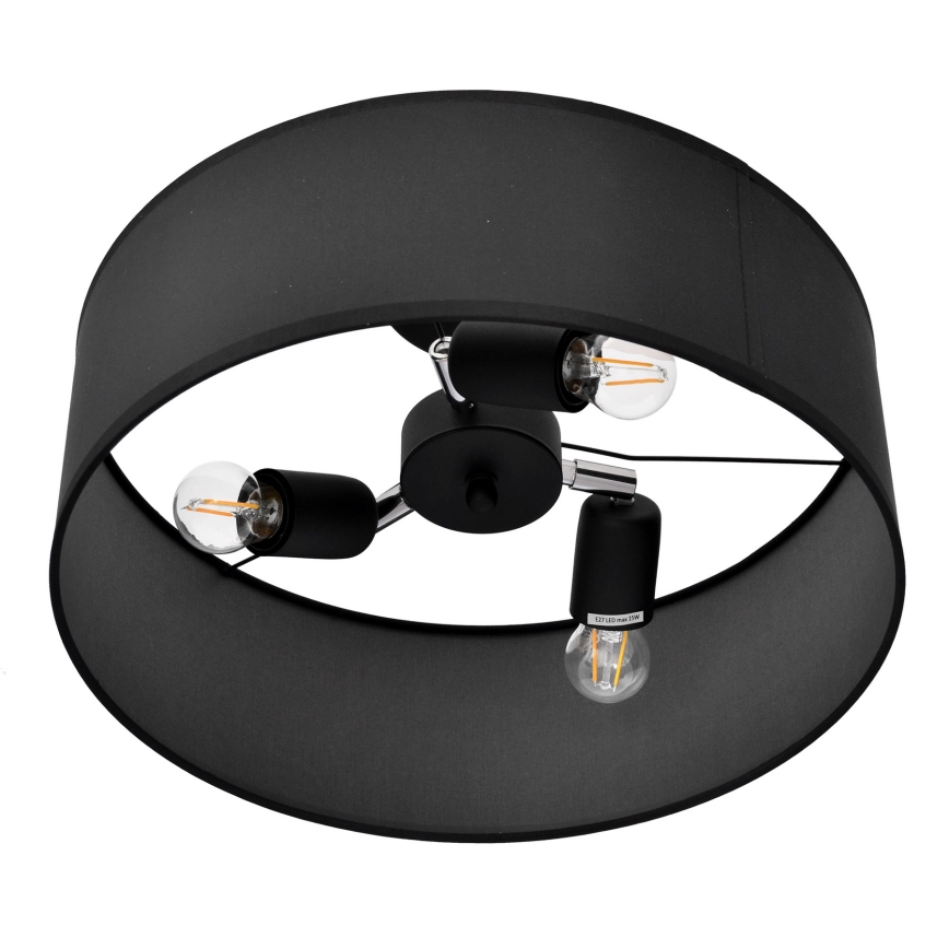 Lampadario a sospensione con supporto rigido ALBA 3xE27/15W/230V nero