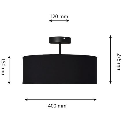Lampadario a sospensione con supporto rigido ALBA 3xE27/15W/230V nero