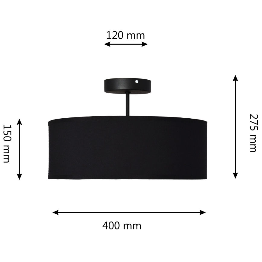 Lampadario a sospensione con supporto rigido ALBA 3xE27/15W/230V nero