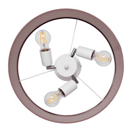 Lampadario a sospensione con supporto rigido ALBA 3xE27/15W/230V rosa