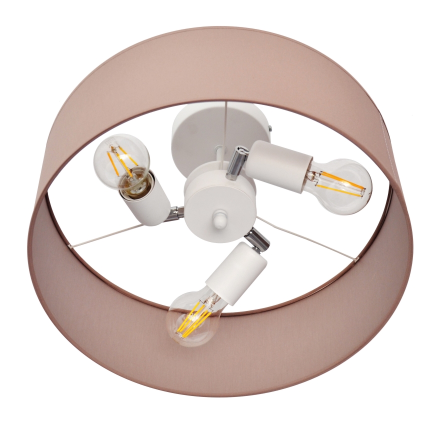 Lampadario a sospensione con supporto rigido ALBA 3xE27/15W/230V rosa