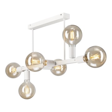 Lampadario a sospensione con supporto rigido ASTRID 6xE27/60W/230V bianco