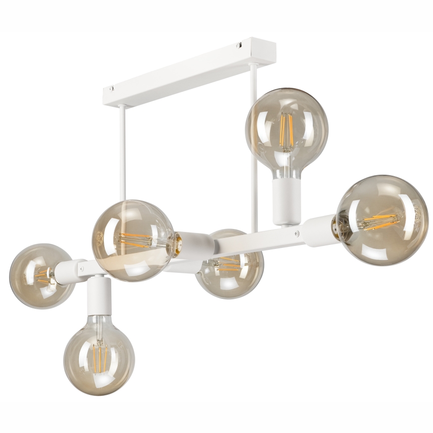 Lampadario a sospensione con supporto rigido ASTRID 6xE27/60W/230V bianco