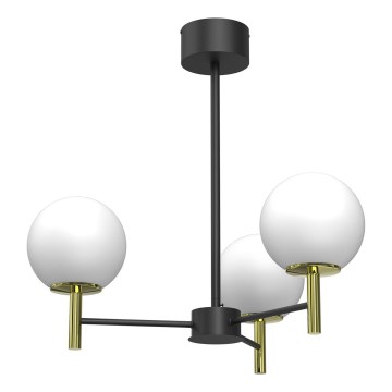 Lampadario a sospensione con supporto rigido AWINION 3xE27/15W/230V bianco/oro/nero