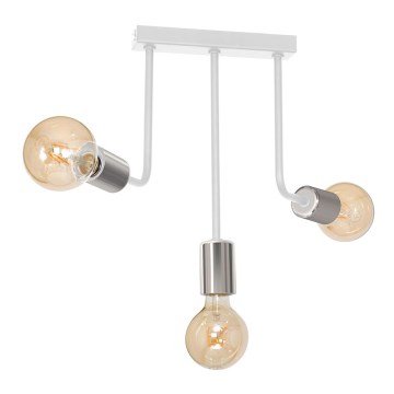 Lampadario a sospensione con supporto rigido CANDELA 3xE27/15W/230V bianco/cromo lucido