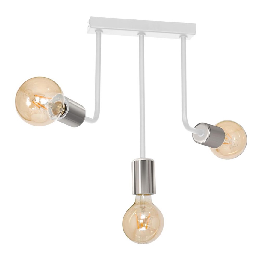 Lampadario a sospensione con supporto rigido CANDELA 3xE27/15W/230V bianco/cromo lucido
