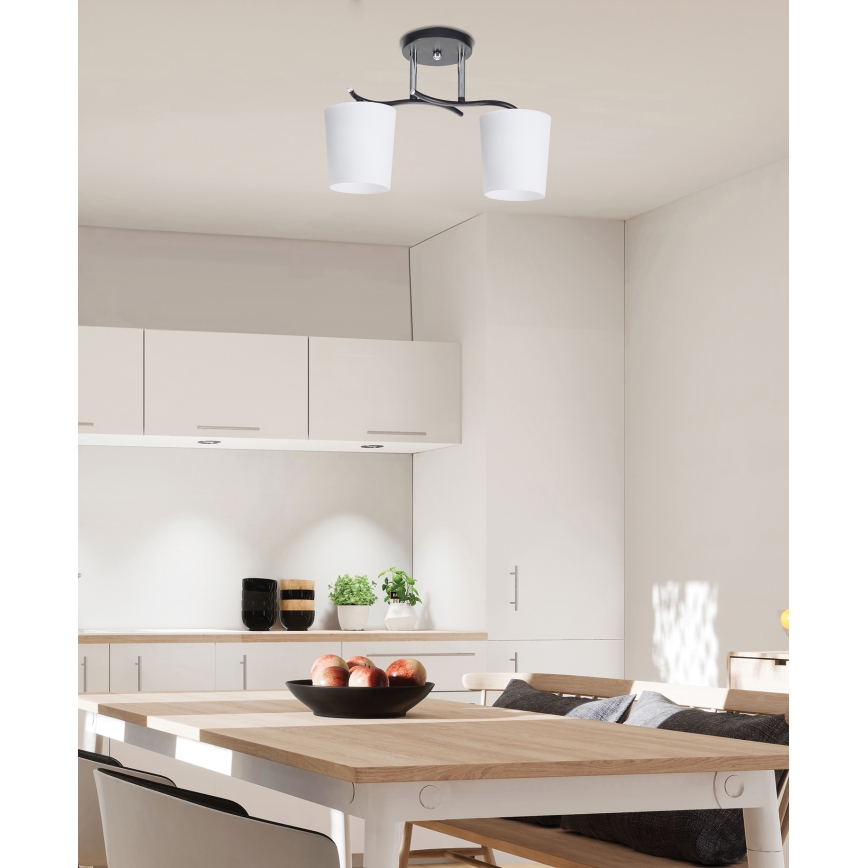 Lampadario a sospensione con supporto rigido ESNYR 2xE27/40W/230V nero/bianco