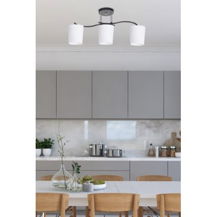 Lampadario a sospensione con supporto rigido ESNYR 3xE27/40W/230V nero/bianco