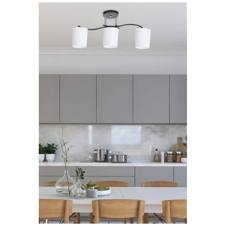 Lampadario a sospensione con supporto rigido ESNYR 3xE27/40W/230V nero/bianco