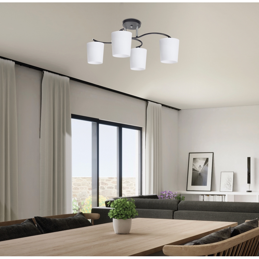 Lampadario a sospensione con supporto rigido ESNYR 4xE27/40W/230V nero/bianco