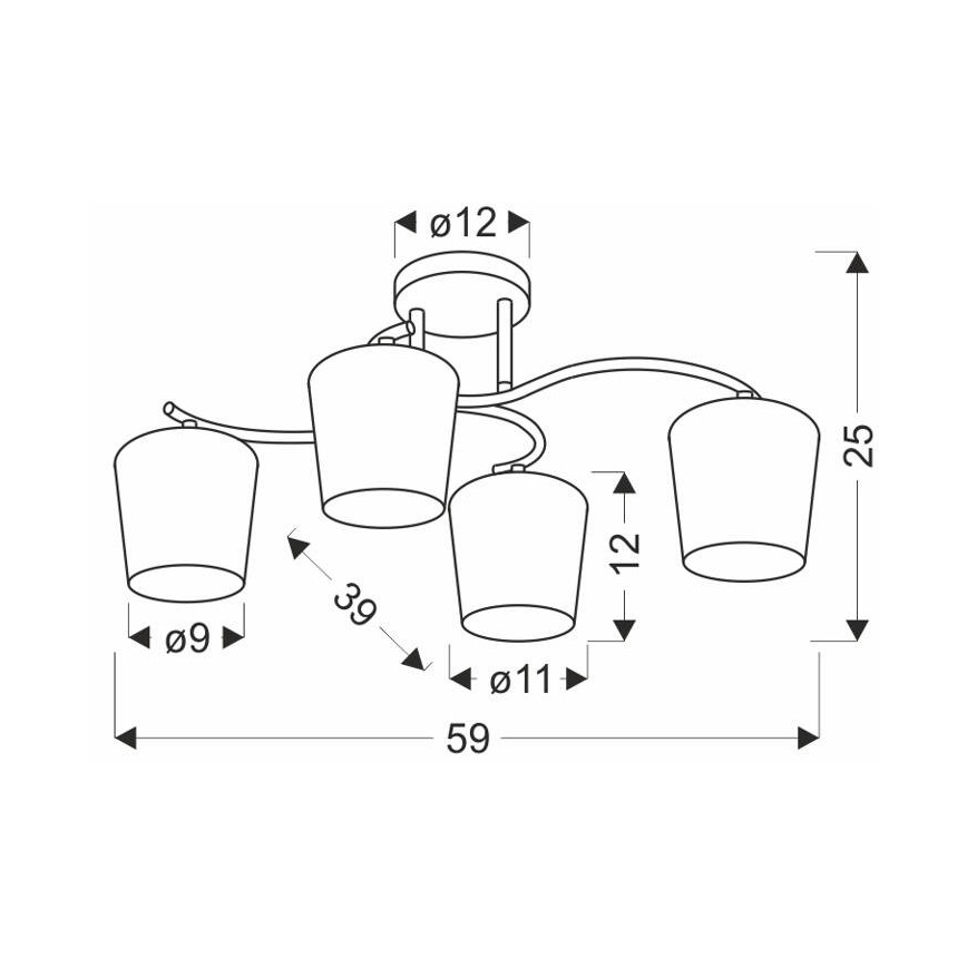 Lampadario a sospensione con supporto rigido ESNYR 4xE27/40W/230V nero/bianco