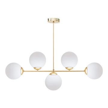Lampadario a sospensione con supporto rigido FIRA 5xE27/60W/230V oro