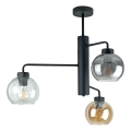 Lampadario a sospensione con supporto rigido FLEX 3xE27/60W/230V nero/fumé nero/fumé beige/limpido
