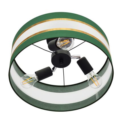 Lampadario a sospensione con supporto rigido HELEN 3xE27/15W/230V verde/oro