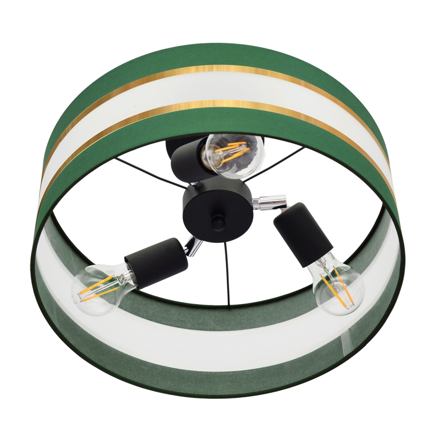 Lampadario a sospensione con supporto rigido HELEN 3xE27/15W/230V verde/oro
