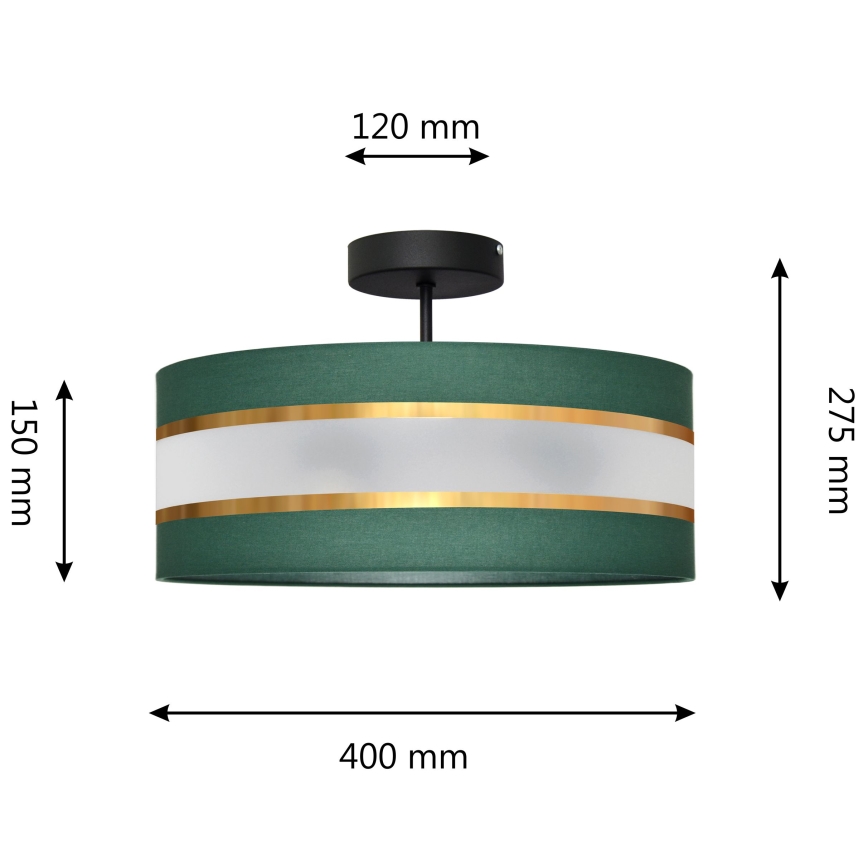 Lampadario a sospensione con supporto rigido HELEN 3xE27/15W/230V verde/oro