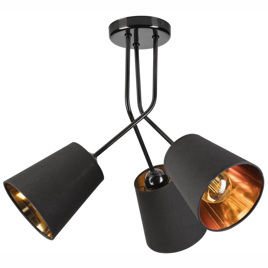 Lampadario a sospensione con supporto rigido IRMA 3xE27/15W/230V nero
