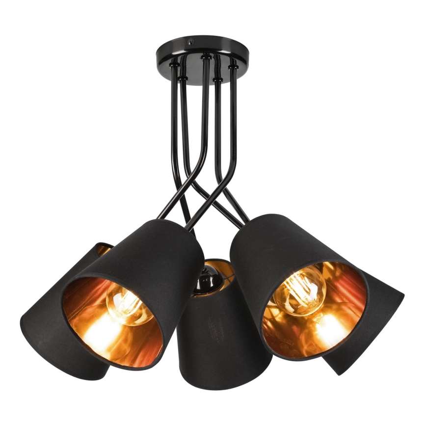 Lampadario a sospensione con supporto rigido IRMA 5xE27/60W/230V nero
