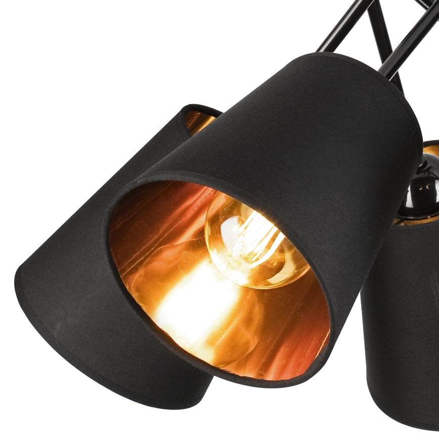 Lampadario a sospensione con supporto rigido IRMA 5xE27/60W/230V nero