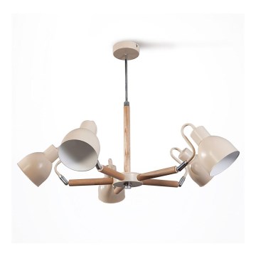 Lampadario a sospensione con supporto rigido KALITHEA 5xE27/60W/230V beige