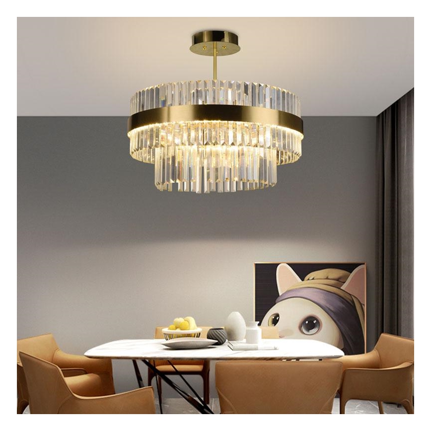 LED Dimmerabile cristallo lampadario on a pole LED/80W/230V 3000-6500K oro + telecomando