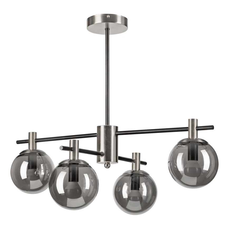 Lampadario a sospensione con supporto rigido LILOU 4xE14/5W/230V cromo opaco/fumé
