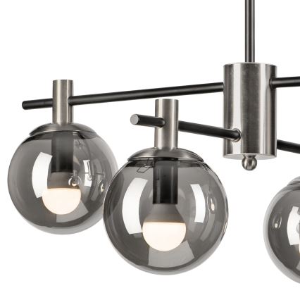 Lampadario a sospensione con supporto rigido LILOU 4xE14/5W/230V cromo opaco/fumé