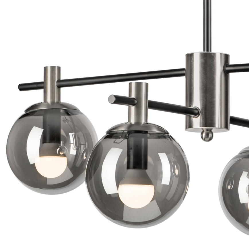 Lampadario a sospensione con supporto rigido LILOU 4xE14/5W/230V cromo opaco/fumé