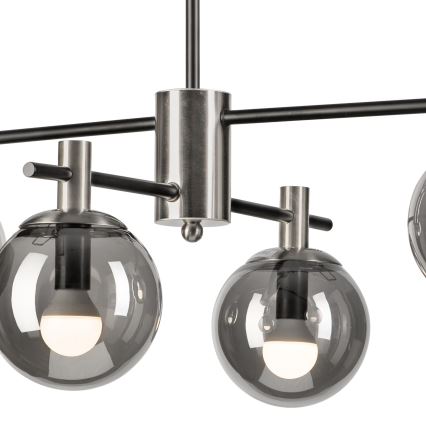 Lampadario a sospensione con supporto rigido LILOU 4xE14/5W/230V cromo opaco/fumé