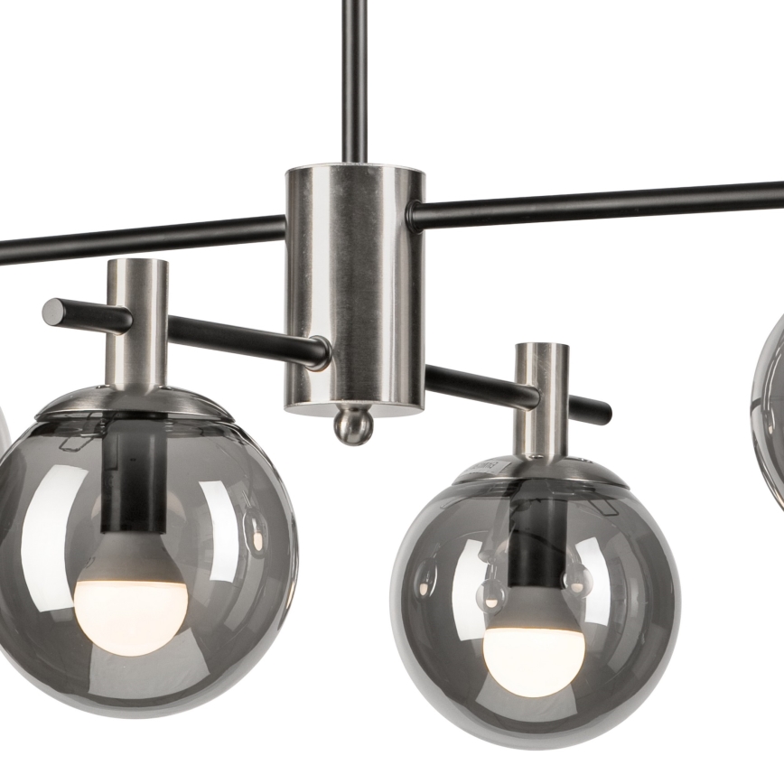 Lampadario a sospensione con supporto rigido LILOU 4xE14/5W/230V cromo opaco/fumé